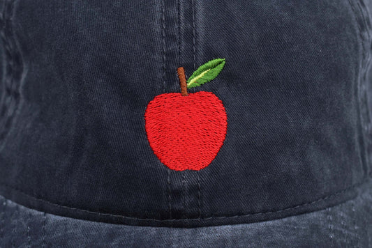 Apple Embroidered Hat - Vintage Black