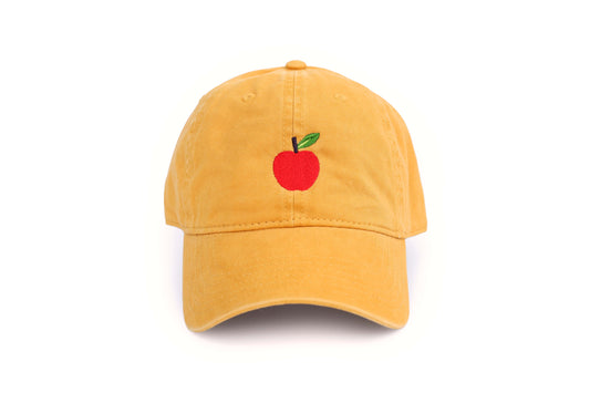 Apple Embroidered Hat - Mustard