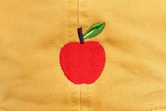 Apple Embroidered Hat - Mustard