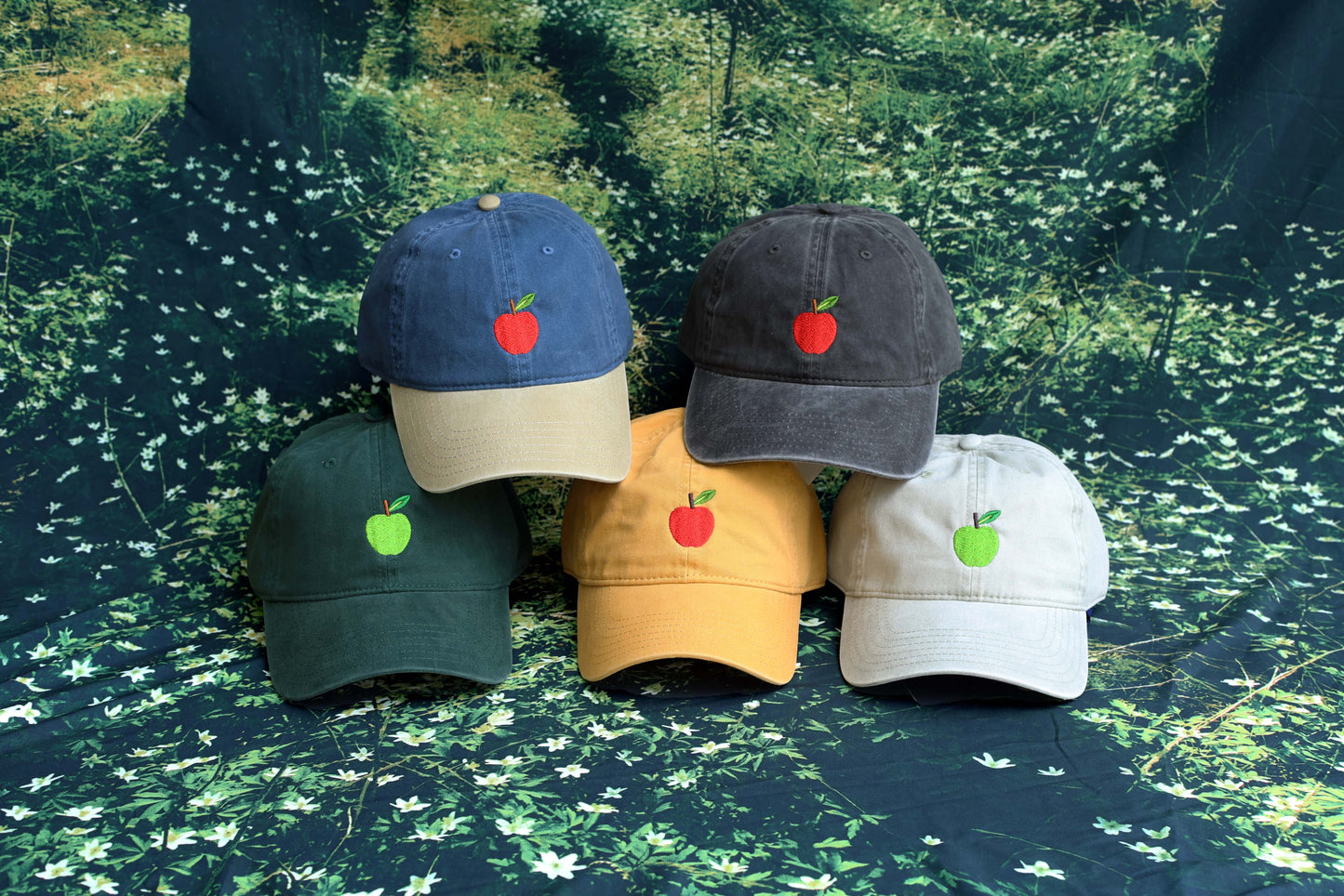 Apple Embroidered Hat - Stone Gray