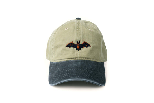 Bat Embroidered Hat - Vintage Black and Tan