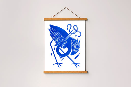 Blue Heron - Handmade Print