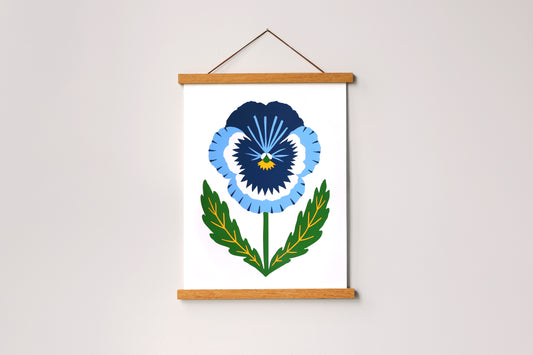 Blue Pansy - Handmade Print