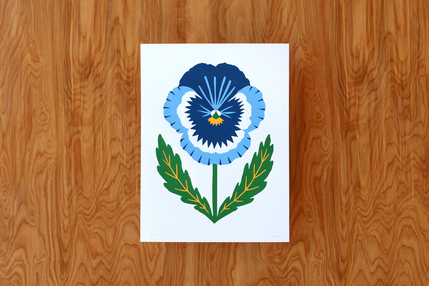 Blue Pansy - Handmade Print