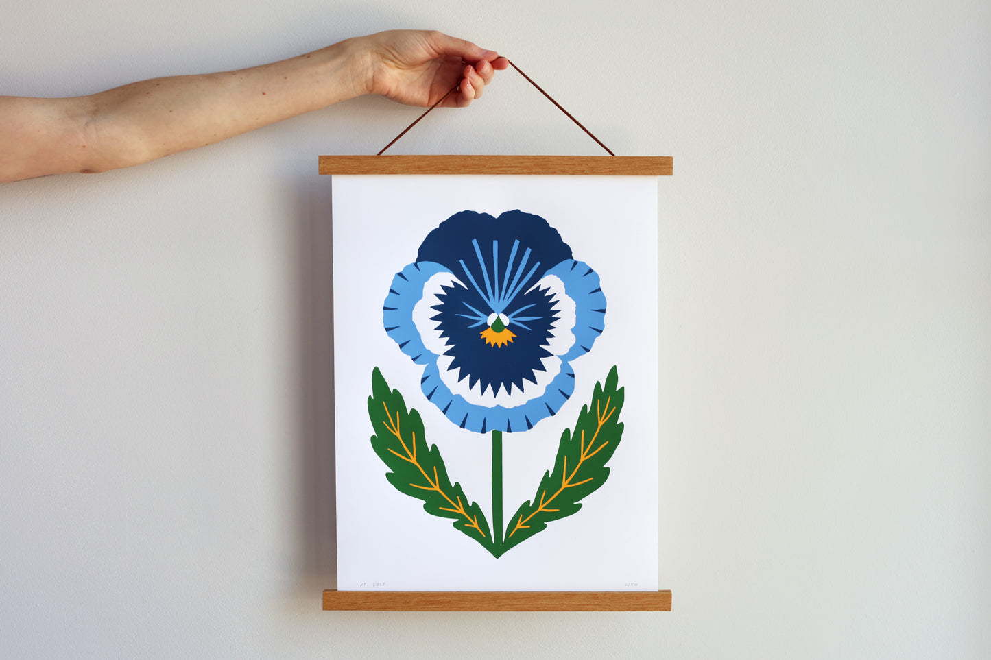 Blue Pansy - Handmade Print