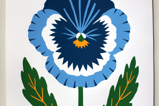 Blue Pansy - Handmade Print