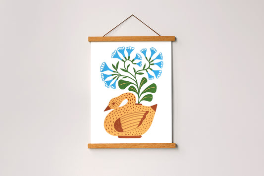 Bluebell Goose - Handmade Print