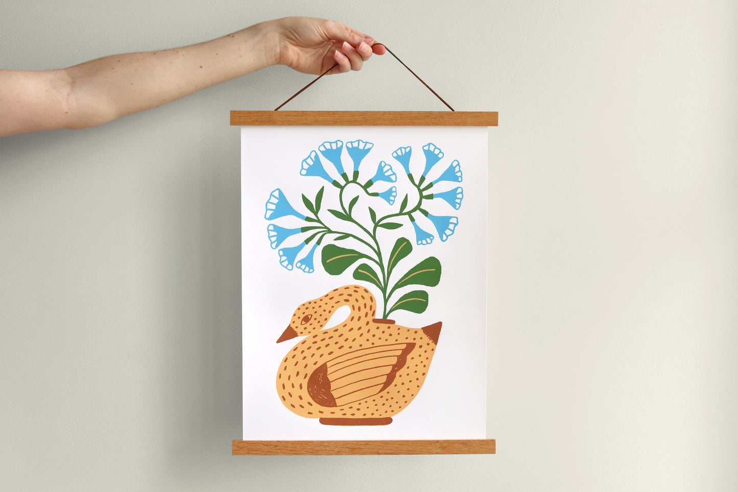 Bluebell Goose - Handmade Print
