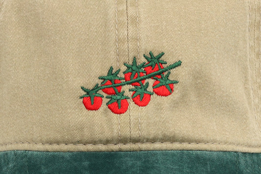 Tomato Embroidered Hat - Vintage Green & Tan