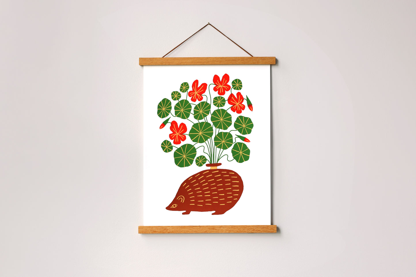 Nasturtium Hedgehog - Handmade Print
