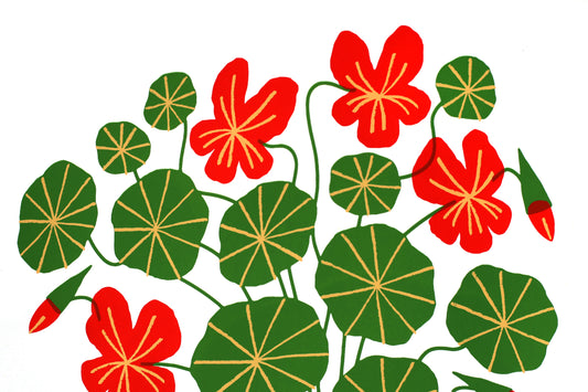 Nasturtium Hedgehog - Handmade Print