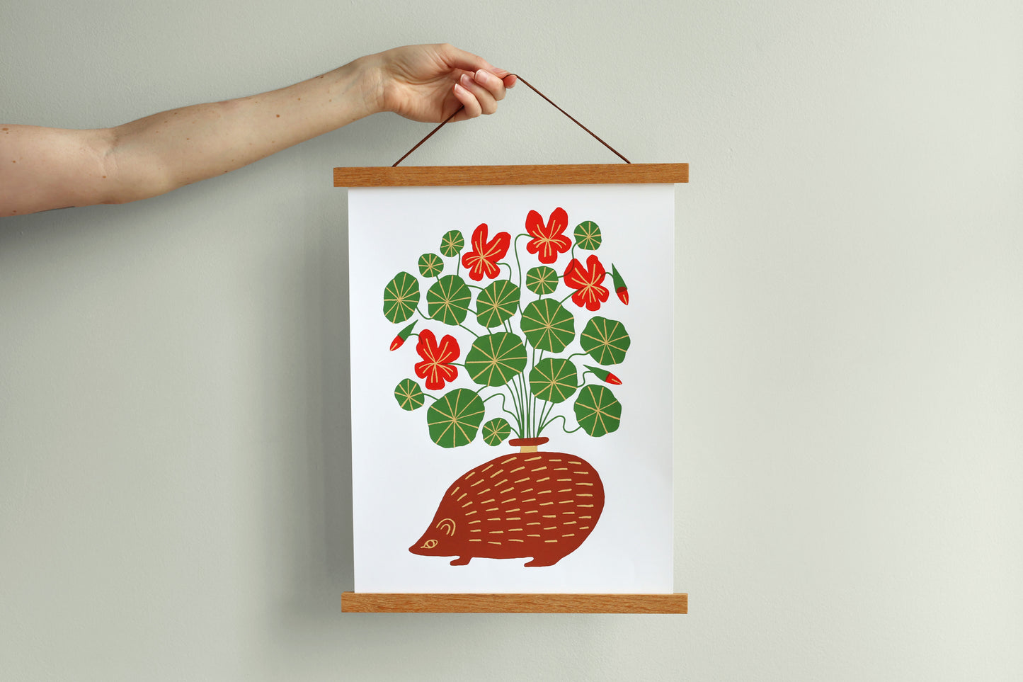Nasturtium Hedgehog - Handmade Print