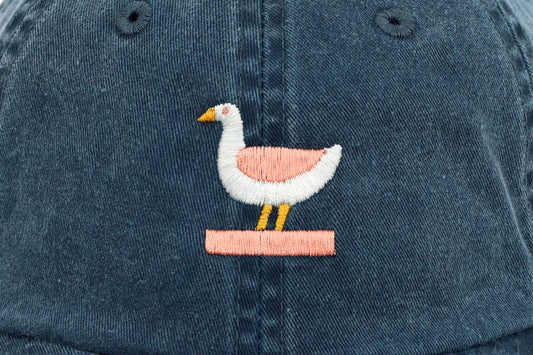 Kids Goose Embroidered Hat - Vintage Denim
