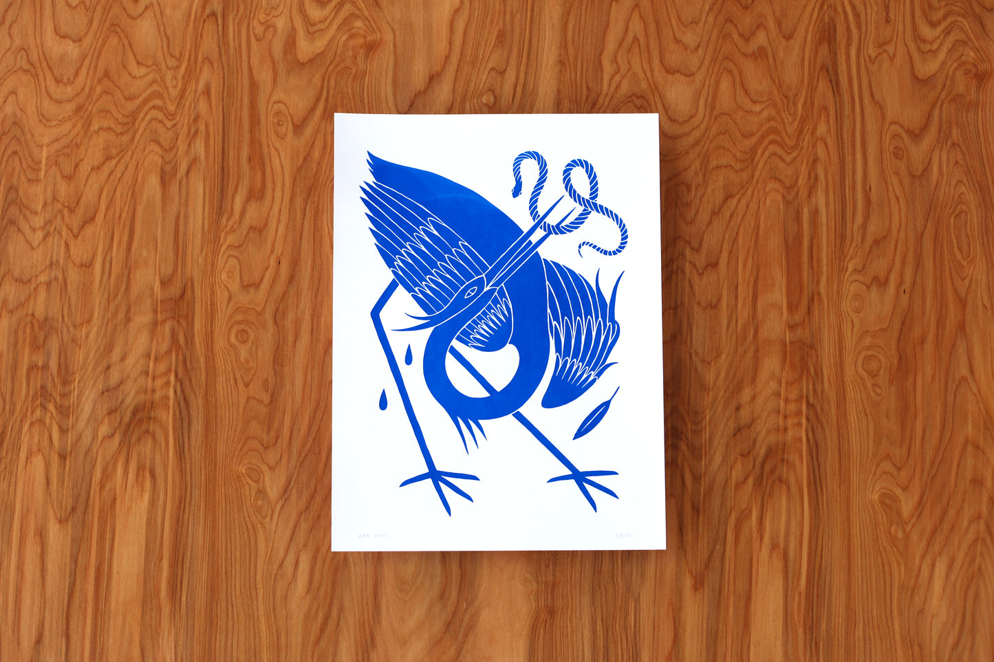 Blue Heron - Handmade Print
