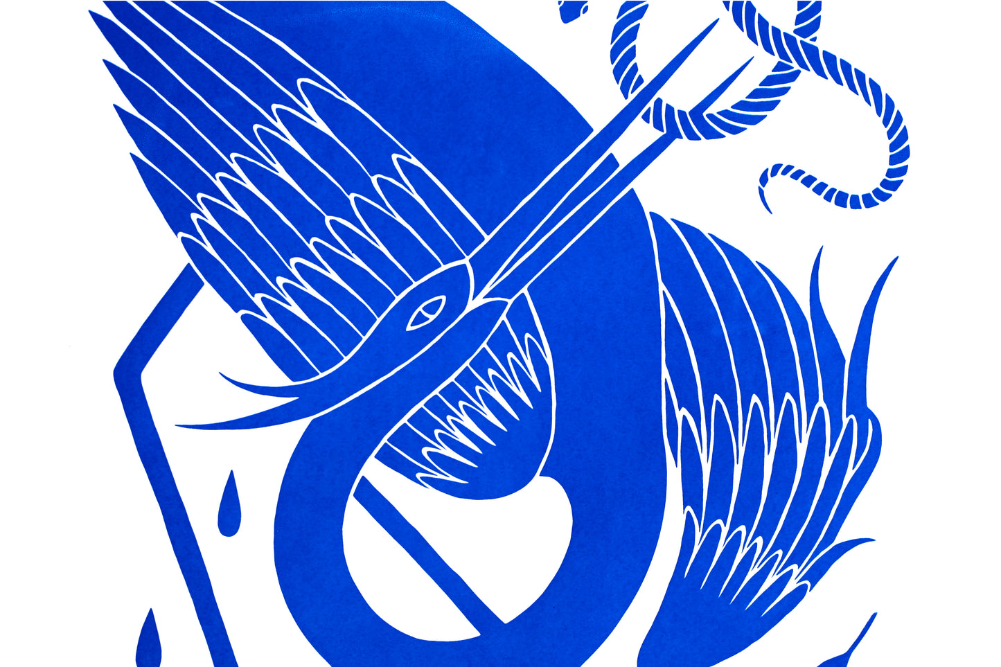 Blue Heron - Handmade Print