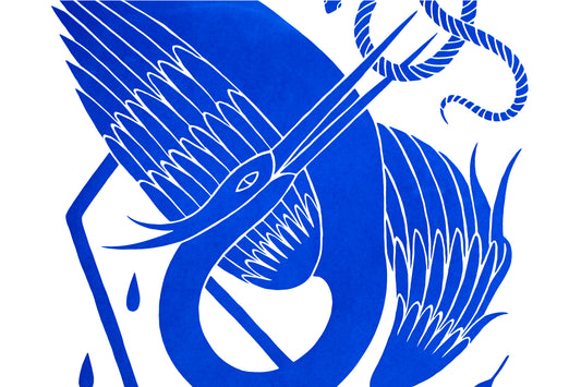 Blue Heron - Handmade Print