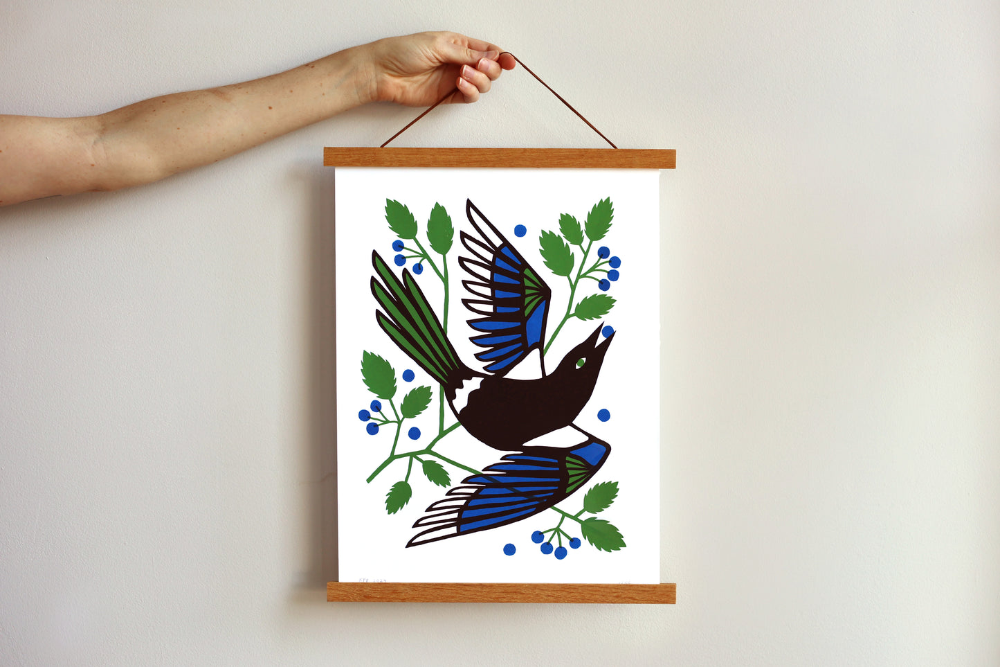 Blueberry Thief - Handmade Print