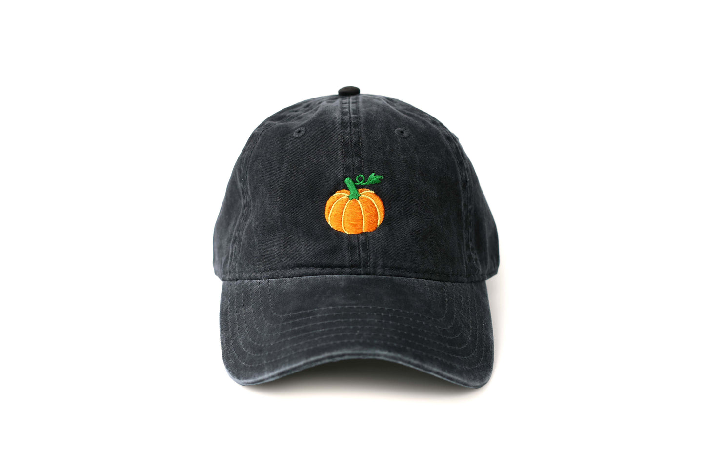 Pumpkin Embroidered Hat - Vintage Black