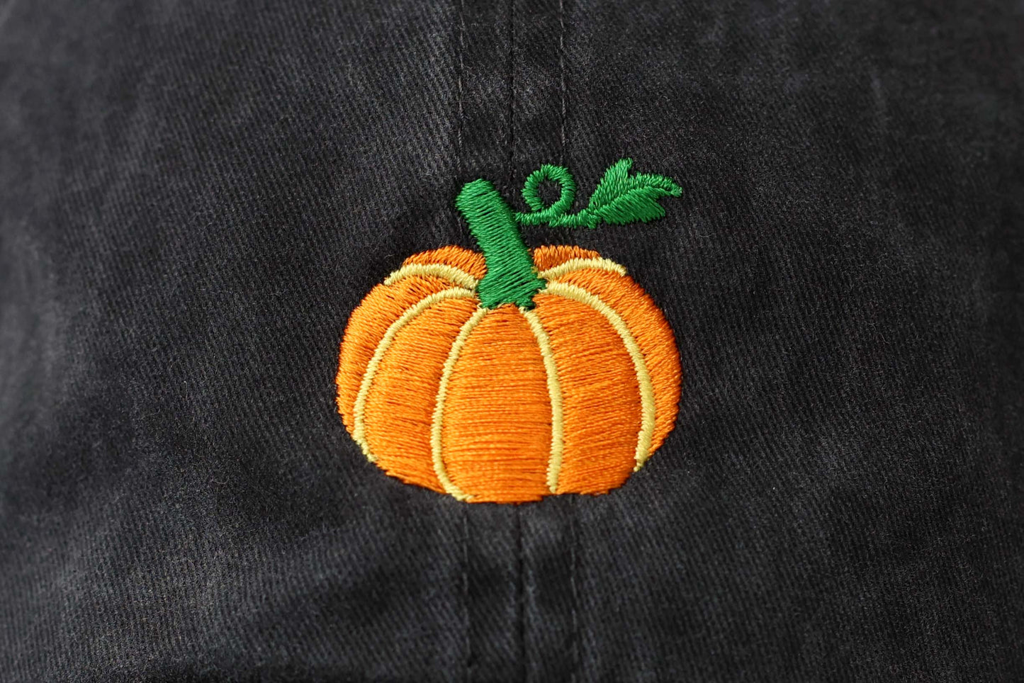 Pumpkin Embroidered Hat - Vintage Black