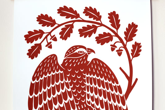 Red Tailed Hawk - Handmade Print