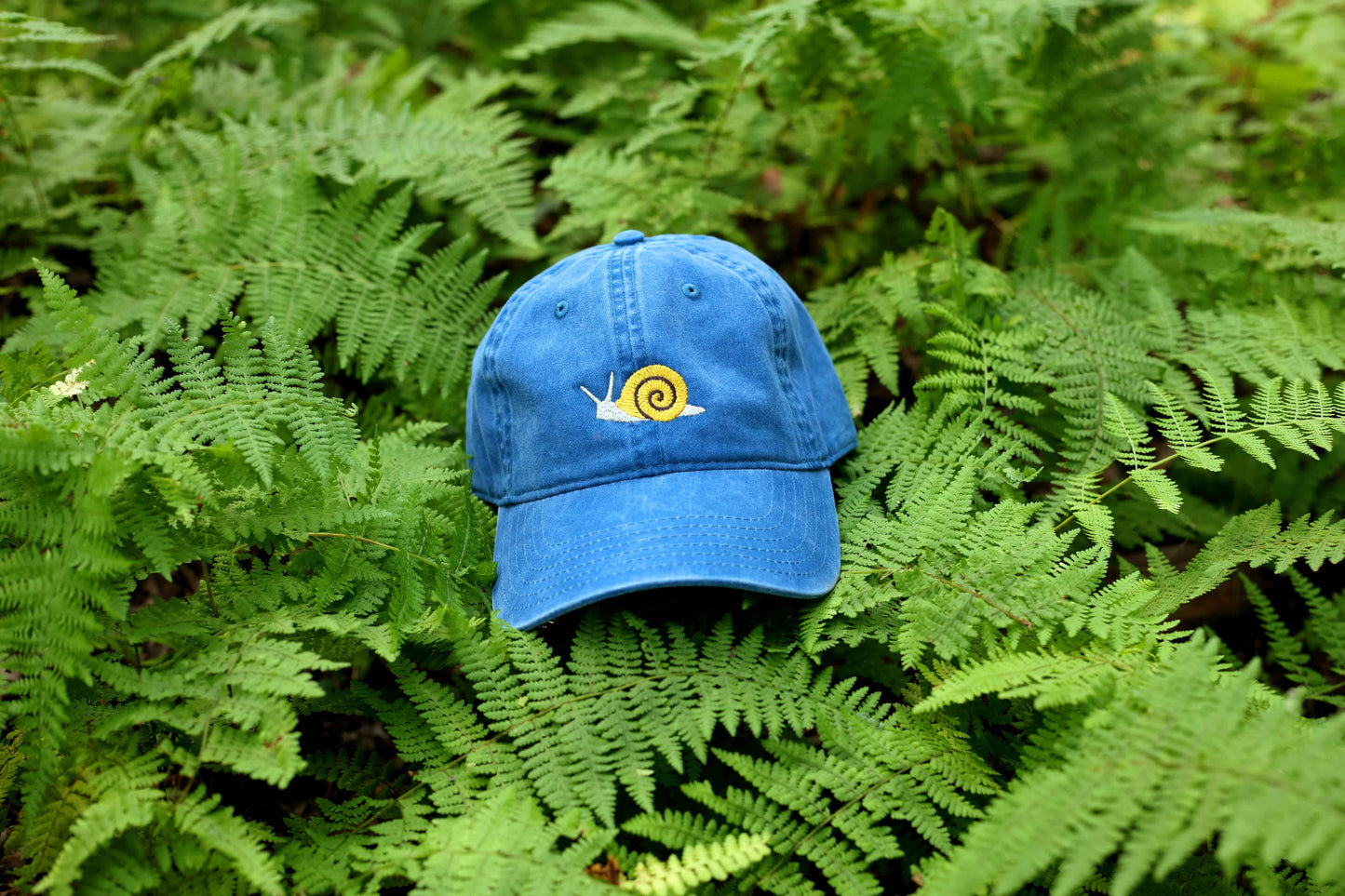 Snail Embroidered Hat - Vintage Blue