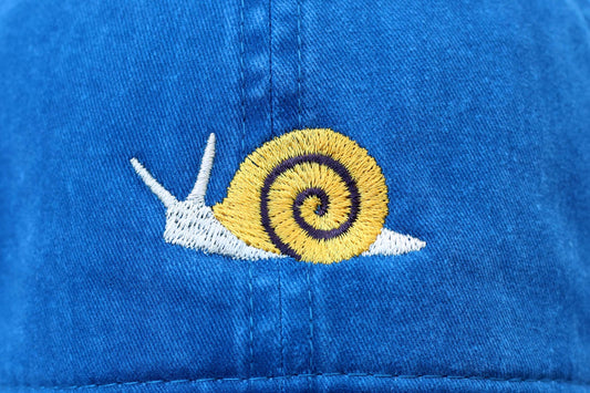 Snail Embroidered Hat - Vintage Blue