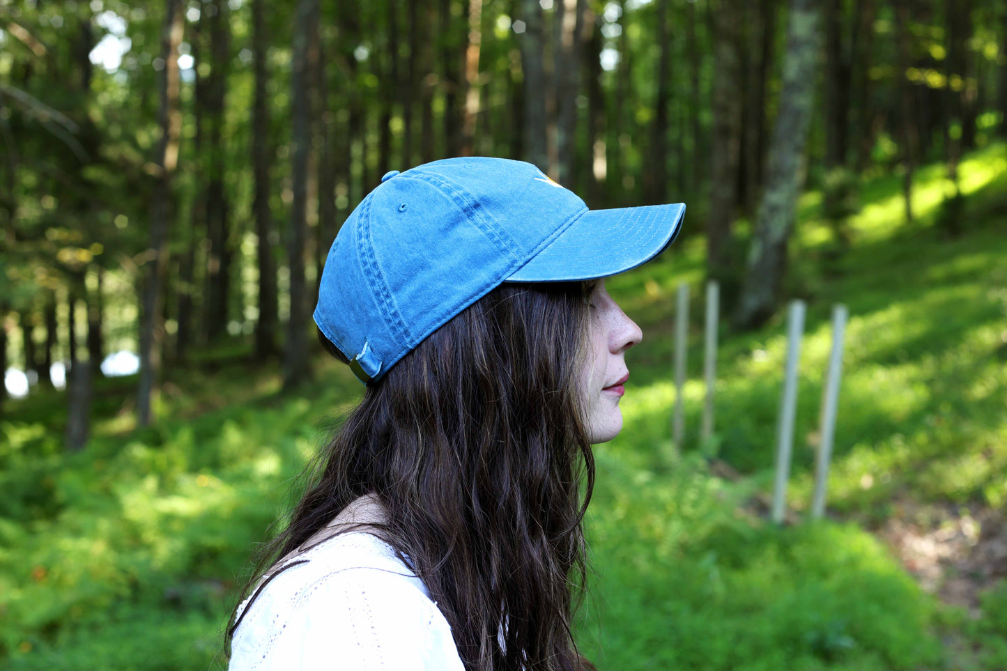 Snail Embroidered Hat - Vintage Blue