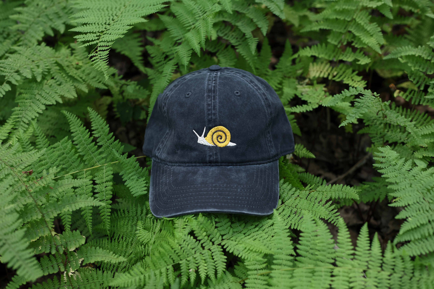 Snail Embroidered Hat - Vintage Black