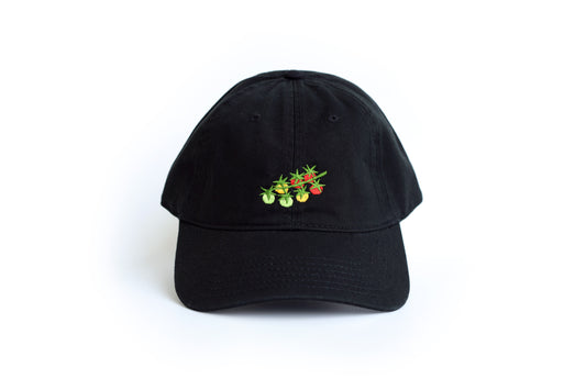 Tomato Embroidered Hat - Black