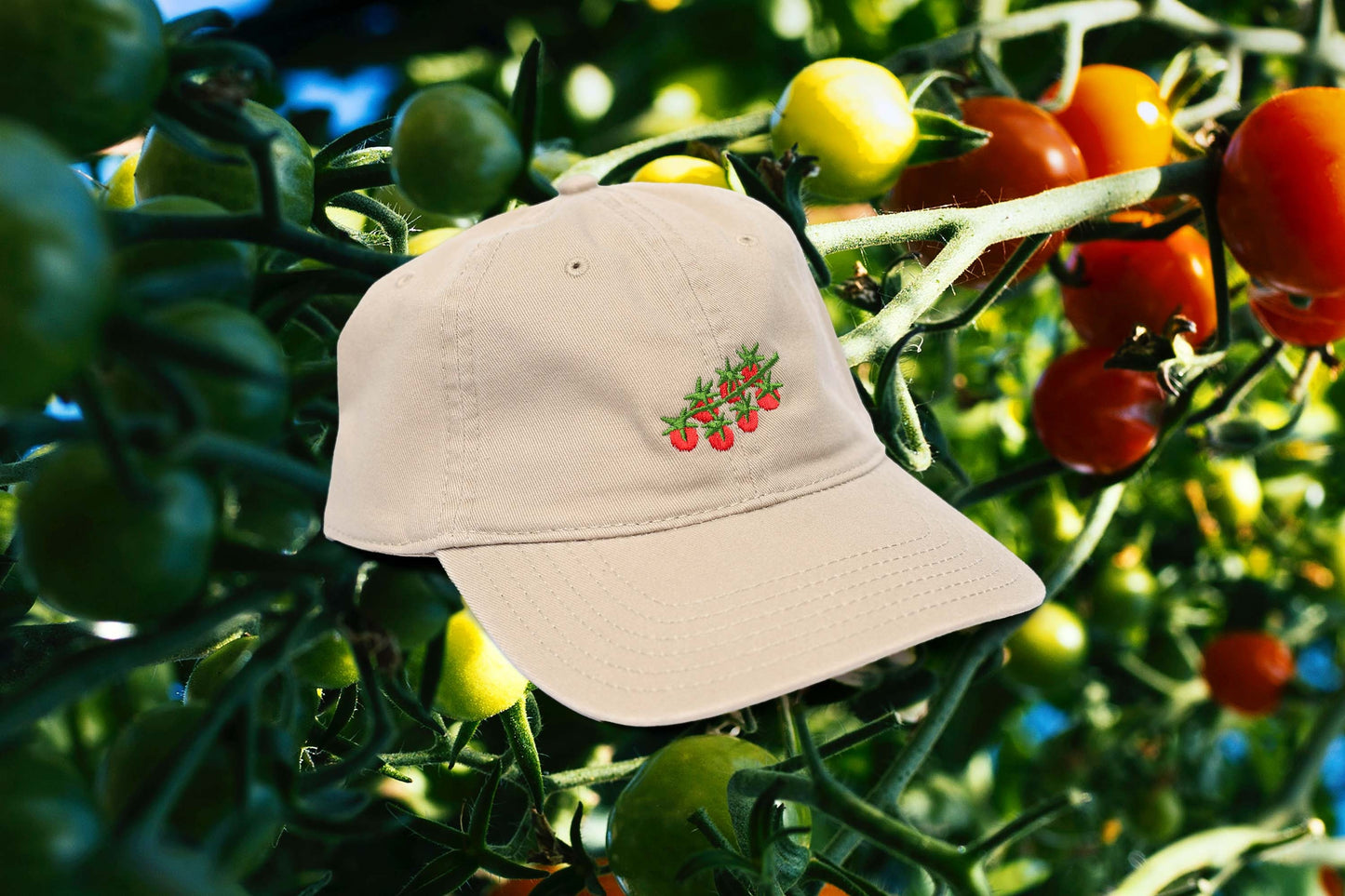Tomato Embroidered Hat - Tan