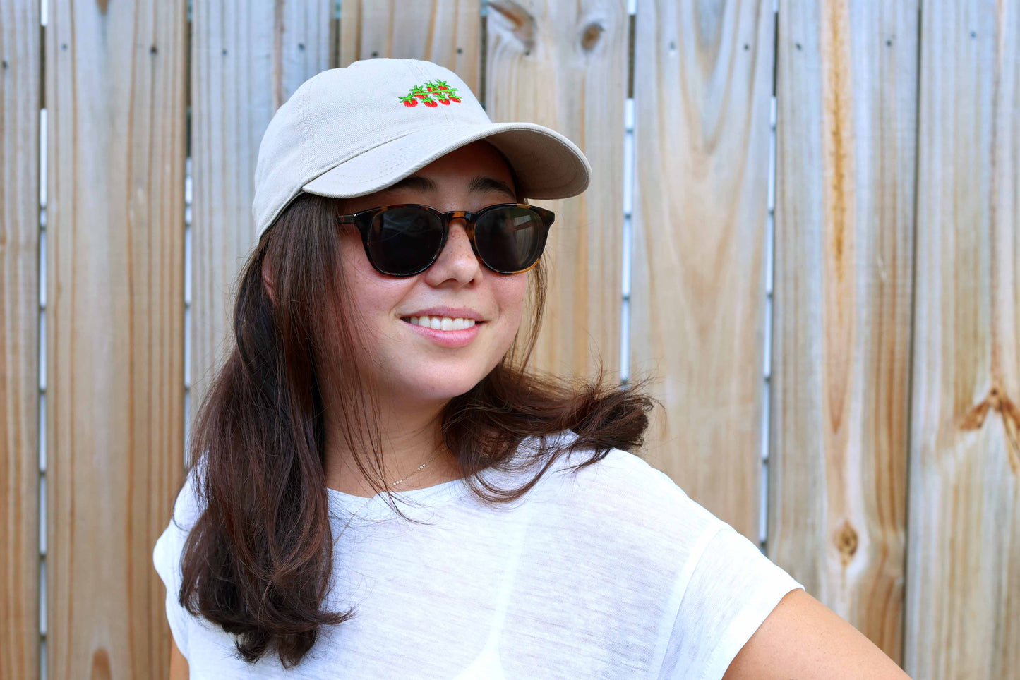 Tomato Embroidered Hat - Tan