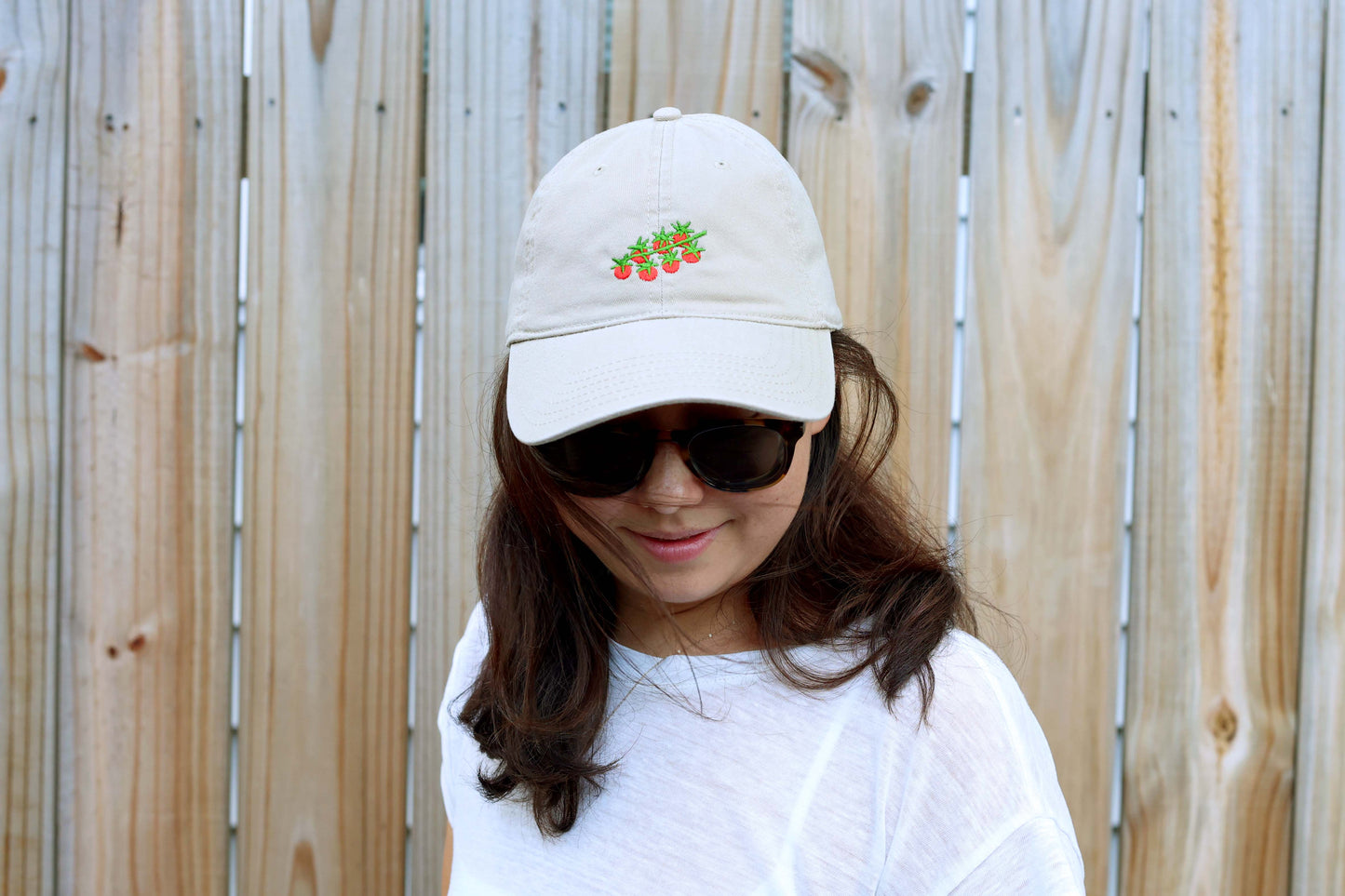 Tomato Embroidered Hat - Tan