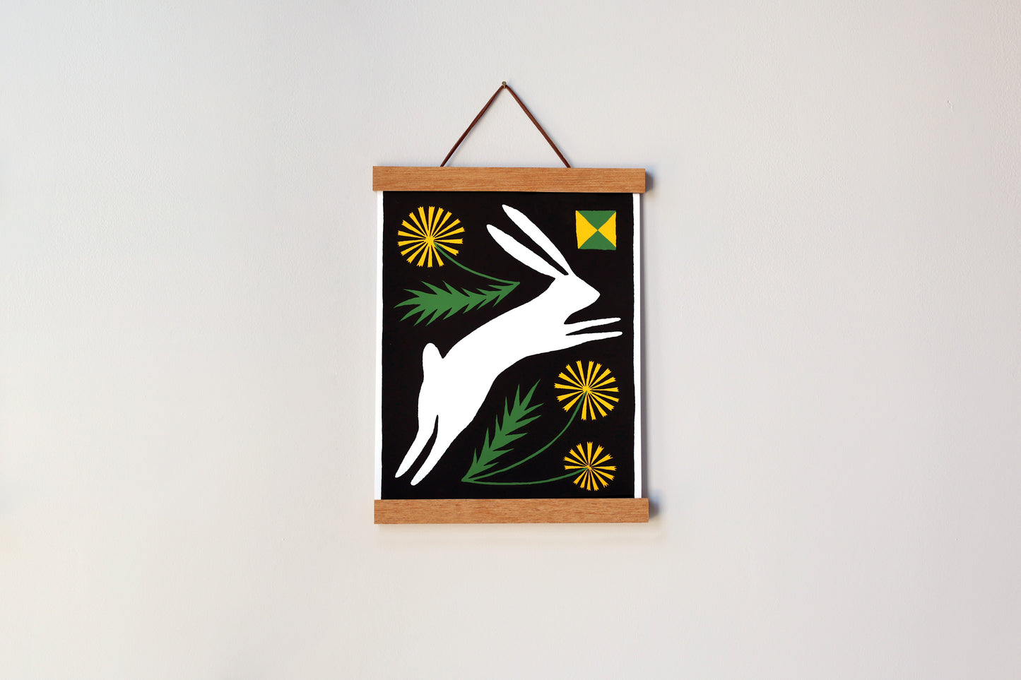 White Dandelion Rabbit - Handmade Print