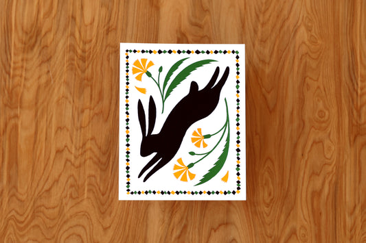 Black Dandelion Rabbit - Handmade Print