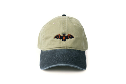 Bat Embroidered Hat - Vintage Black and Tan