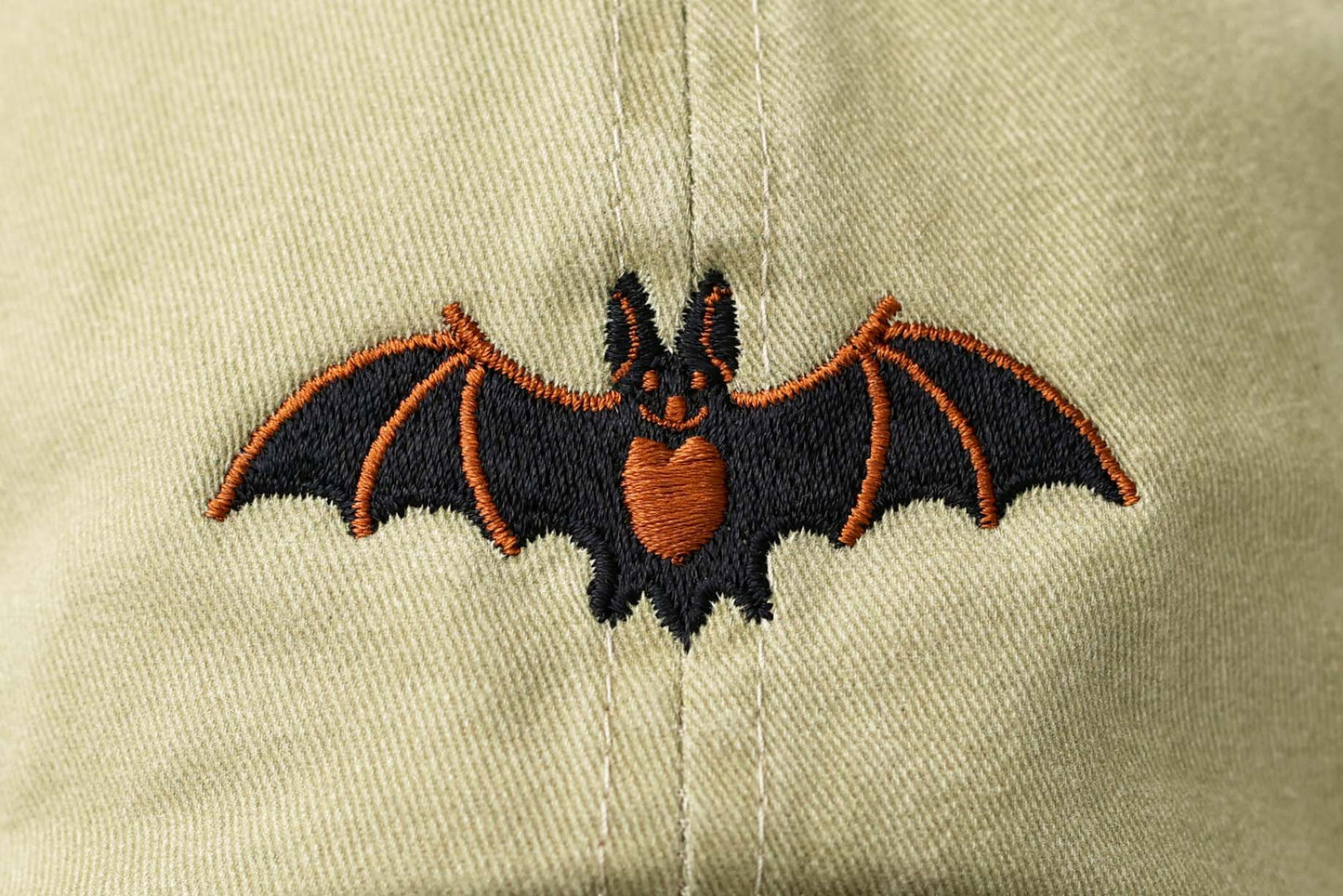 Bat Embroidered Hat - Vintage Black and Tan