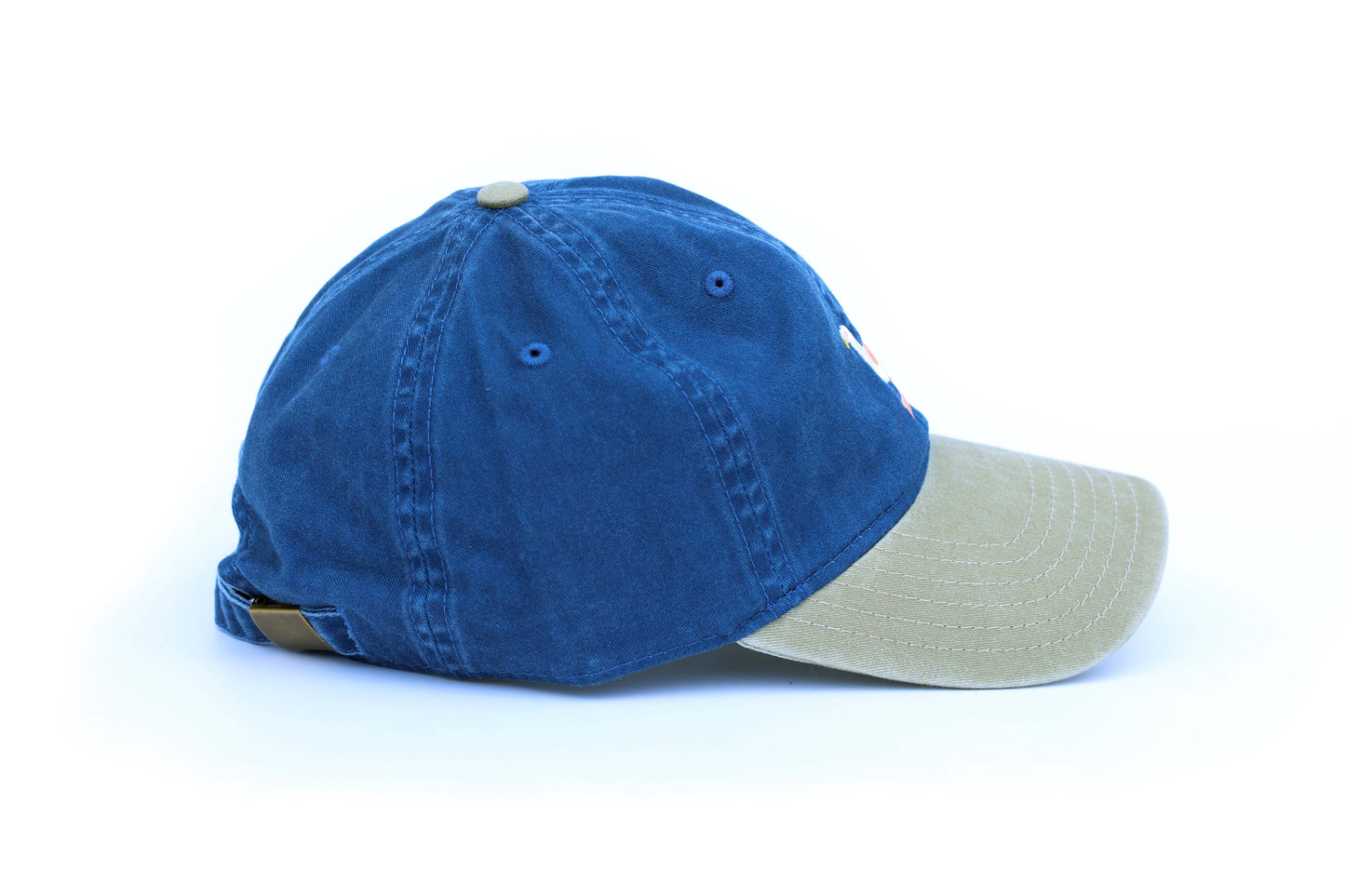 Goose Embroidered Hat - Blue and Tan