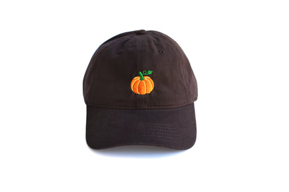 Pumpkin Embroidered Hat - Brown