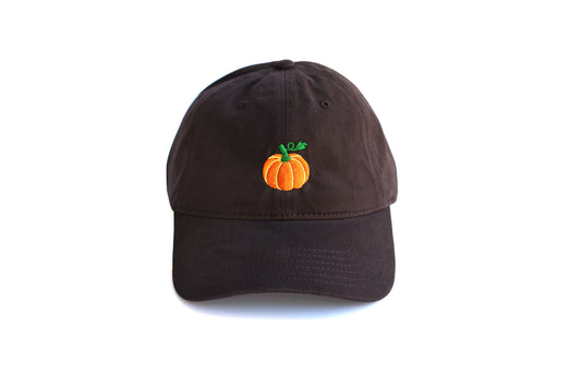 Pumpkin Embroidered Hat - Brown