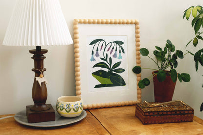 Bluebell Frog - Handmade Print