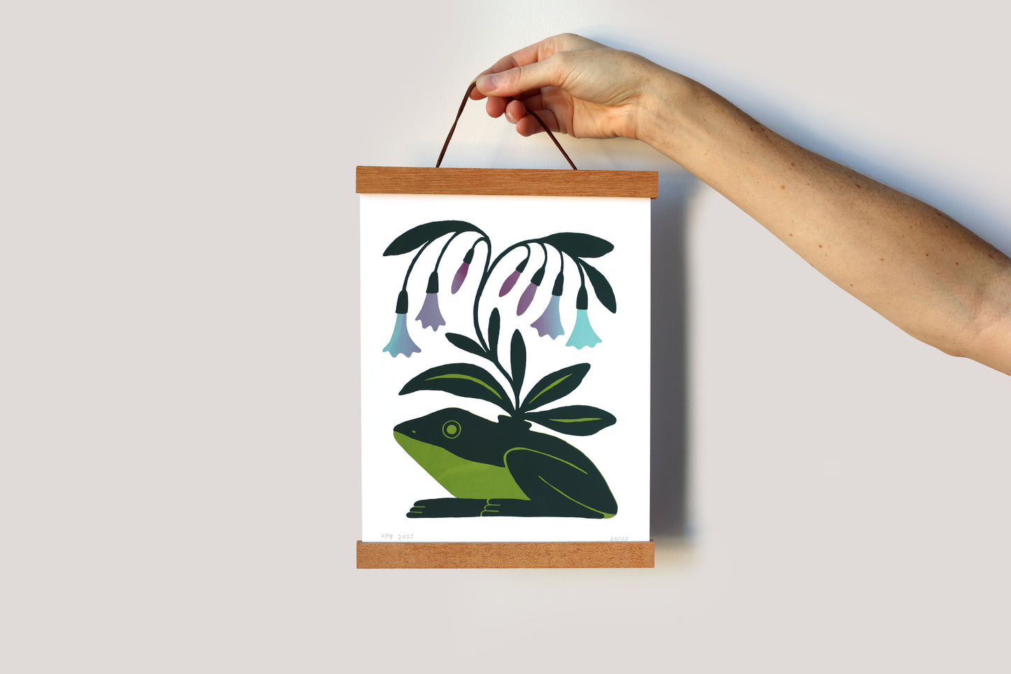 Bluebell Frog - Handmade Print