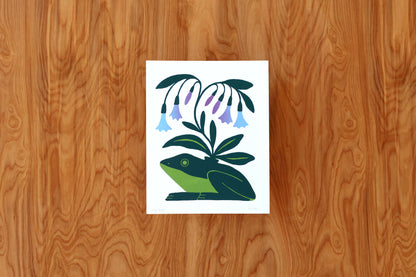 Bluebell Frog - Handmade Print