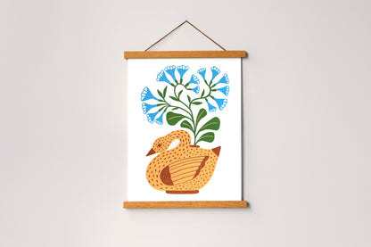 Bluebell Goose - Handmade Print