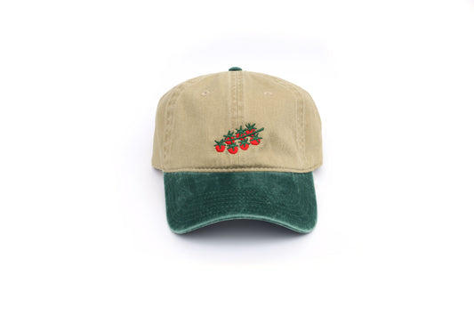 Tomato Embroidered Hat - Vintage Green & Tan