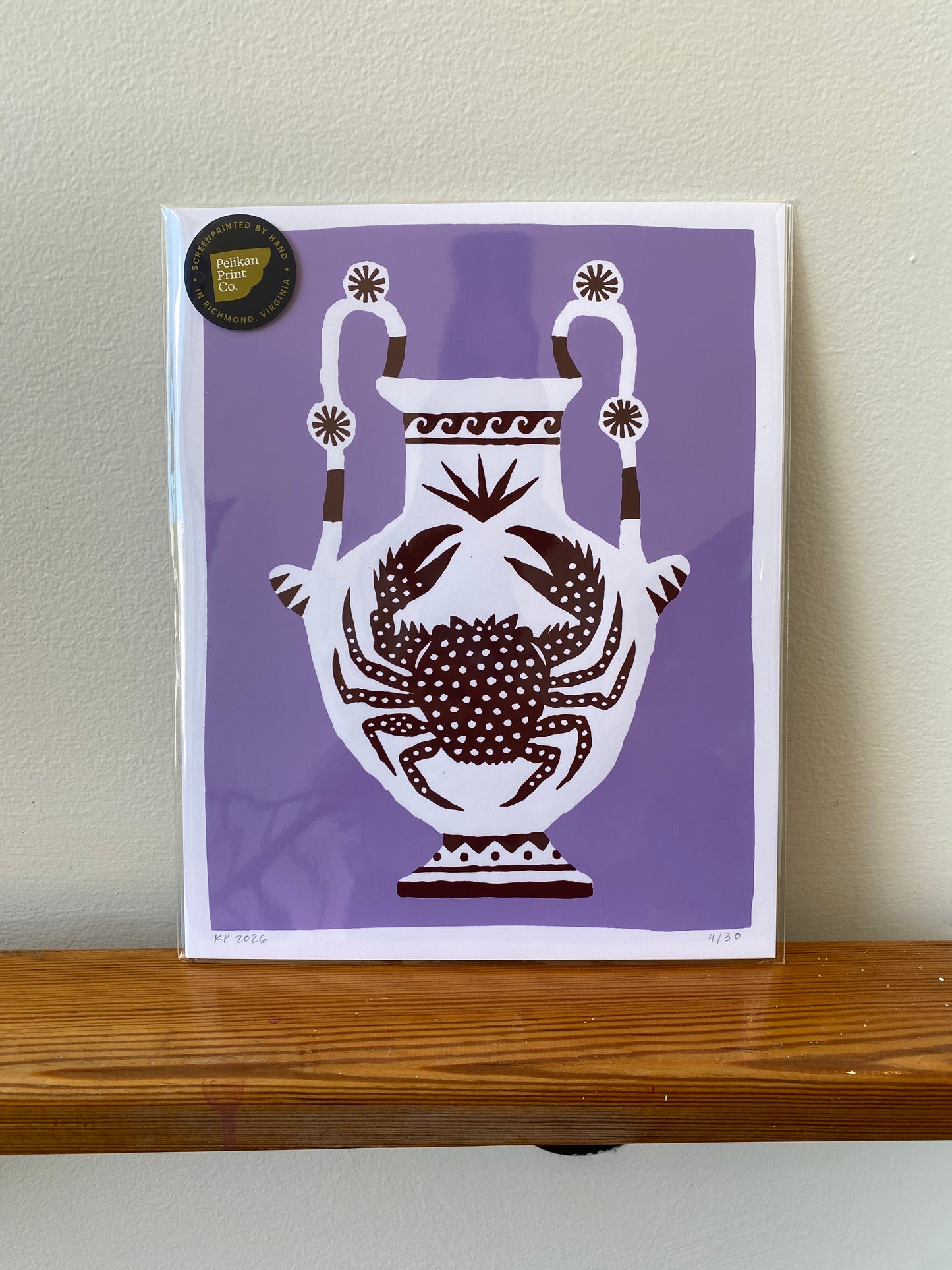 Ocean Vase - Spotted Crab - Handmade Print