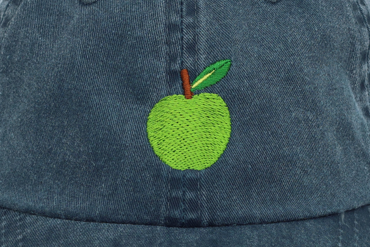 Kids Apple Embroidered Hat - Vintage Denim