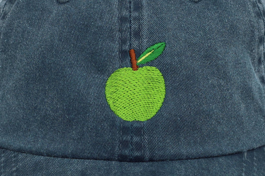 Kids Apple Embroidered Hat - Vintage Denim