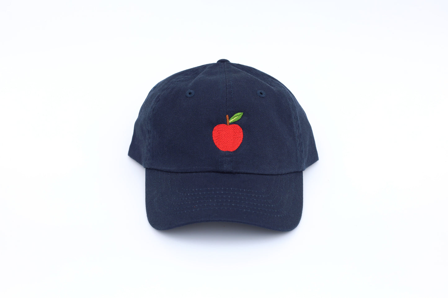 Kids Apple Embroidered Hat - Navy