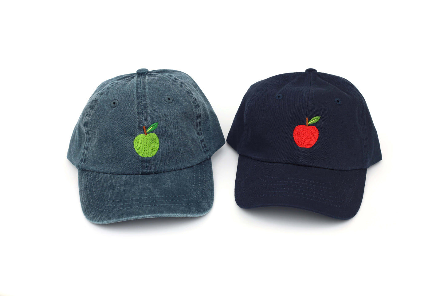 Kids Apple Embroidered Hat - Navy