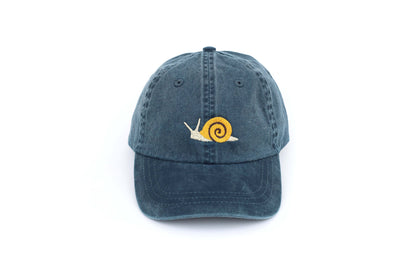 Kids Snail Embroidered Hat - Vintage Denim